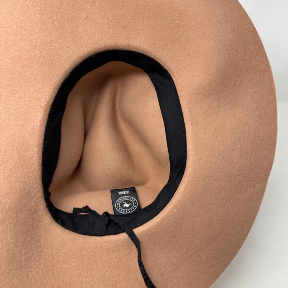 Wallaroo Hat Company Catriona Wide Brim Wool Fedora Tan Beige Felt - Picture 3 of 8